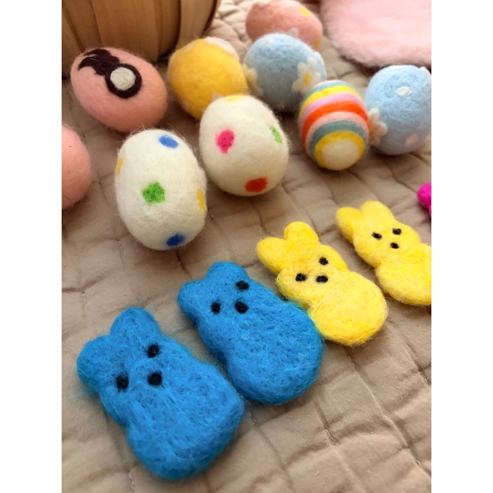 Easter Basket Set with Bunny Hat and Felt Egg Bunny Peeps Chicks Baby Kids Toys - Picture 3 of 10